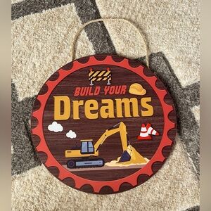 Rustic Wooden Hanging Sign(12 x 12 inches) Construction Truck Wall Decor